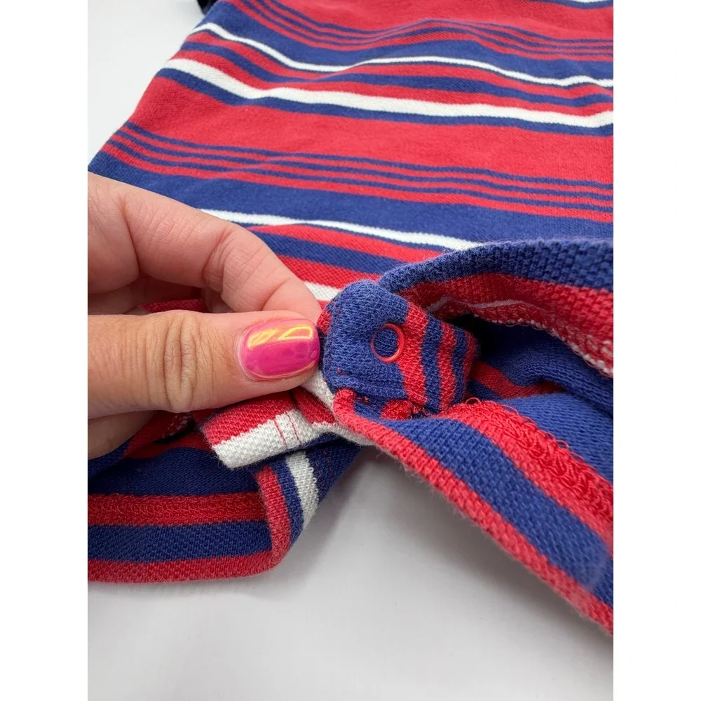 Ralph‎ Lauren Polo Romper Baby Boy 6M Red White Blue Striped Short Sleeve USA
